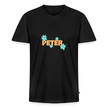 Edelweiß Peter - Männer Premium Bio T-Shirt mit V-Ausschnitt - Schwarz - Vorne - Nico (187cm)