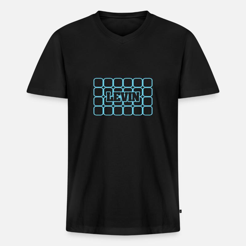 Männername Levin - Männer Premium Bio T-Shirt mit V-Ausschnitt - Schwarz