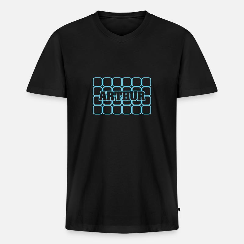 Arthur - Männer Premium Bio T-Shirt mit V-Ausschnitt - Schwarz