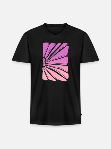 Flower in pink purple gradient - Männer Premium Bio T-Shirt mit V-Ausschnitt - Schwarz