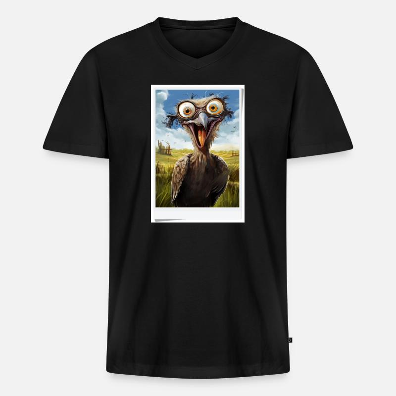 Vogel im Feld Vierrätsel - Männer Premium Bio T-Shirt mit V-Ausschnitt - Schwarz