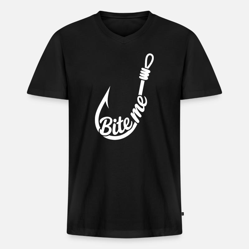 BiteMe Hooked Angel-Grafik - Männer Premium Bio T-Shirt mit V-Ausschnitt - Schwarz