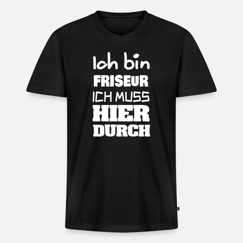 Friseur - Männer Premium Bio T-Shirt mit V-Ausschnitt - Schwarz