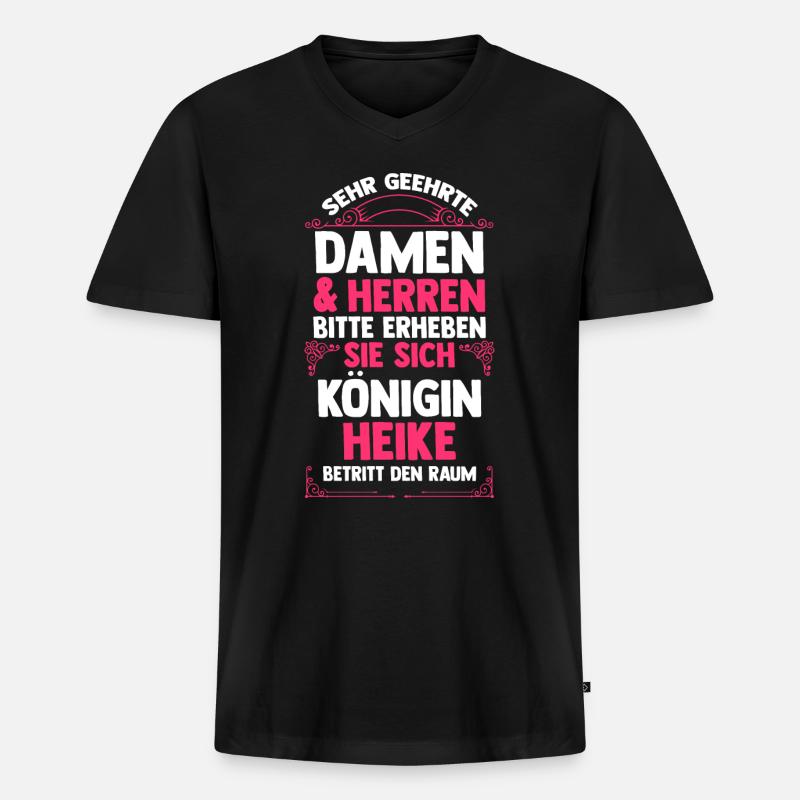 Heike - Männer Premium Bio T-Shirt mit V-Ausschnitt - Schwarz