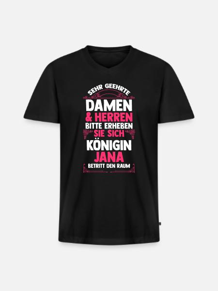 Jana - Männer Premium Bio T-Shirt mit V-Ausschnitt - Schwarz