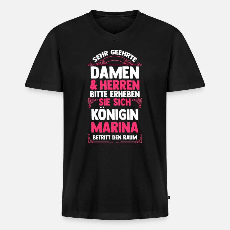 Marina - Männer Premium Bio T-Shirt mit V-Ausschnitt - Schwarz