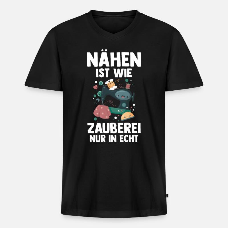 Näher Schneiderin - Männer Premium Bio T-Shirt mit V-Ausschnitt - Schwarz