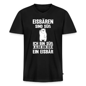 Eisbär Eisbären - Männer Premium Bio T-Shirt mit V-Ausschnitt - Schwarz - Vorne - Nico (187cm)