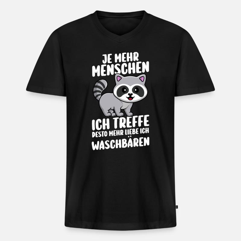 Waschbär - Männer Premium Bio T-Shirt mit V-Ausschnitt - Schwarz