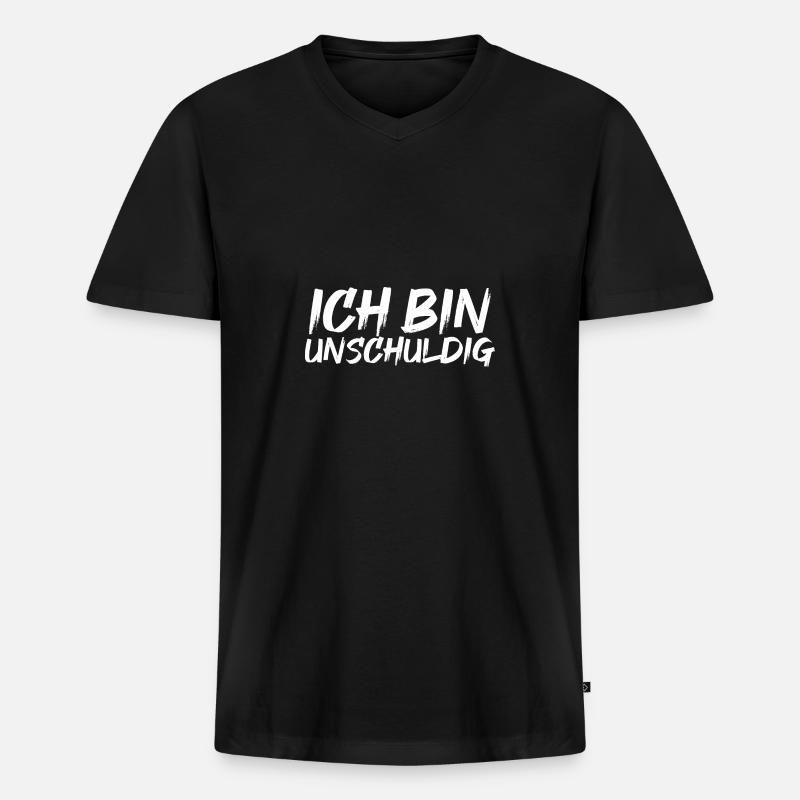 Unschuldig - Männer Premium Bio T-Shirt mit V-Ausschnitt - Schwarz