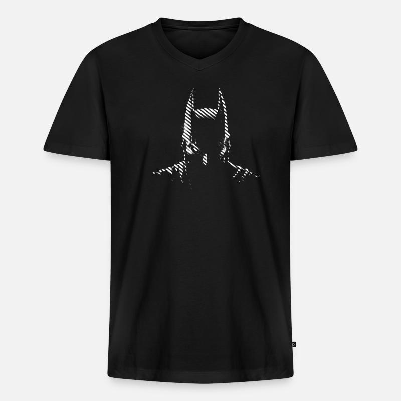 Batman black & white Silhouette - Männer Premium Bio T-Shirt mit V-Ausschnitt - Schwarz