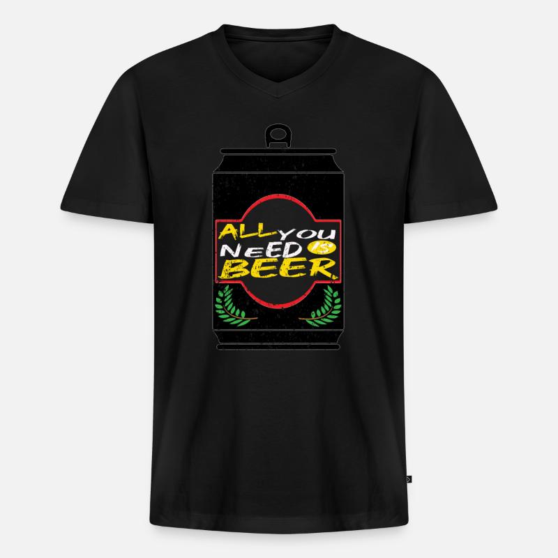 Bier Biertrinker Bierdose Bierflasche - Männer Premium Bio T-Shirt mit V-Ausschnitt - Schwarz