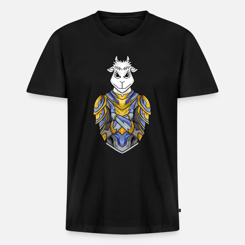 Ritter Ziege cool - Männer Premium Bio T-Shirt mit V-Ausschnitt - Schwarz