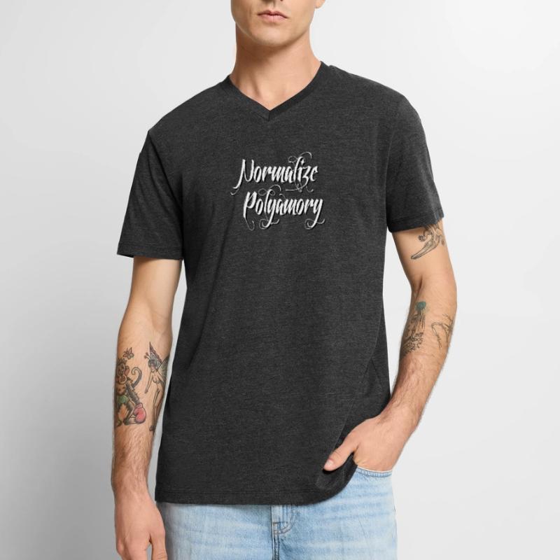 Normalize Polyamory | Polyamorous *blackwhite" Men's Premium Organic T-shirt with V-neck