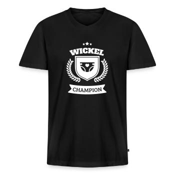 Champion du changement de couches couches - T-shirt encolure en V Premium bio Homme - noir - Devant - Nico (187cm)