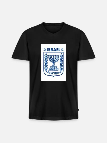 Israel logo - T-shirt encolure en V Premium bio Homme - noir