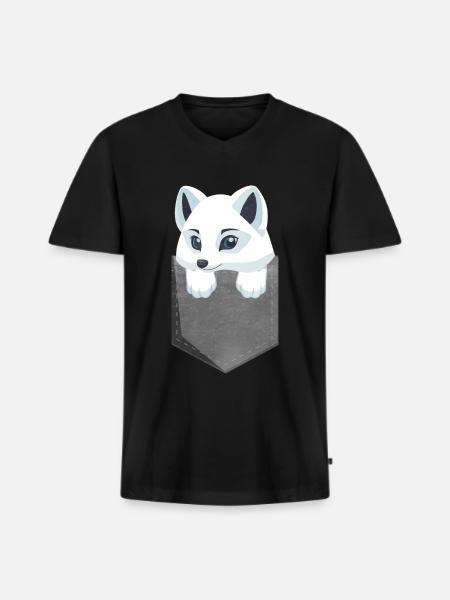 Cute arctic fox gift - Men's Premium Organic T-shirt with V-neck - black