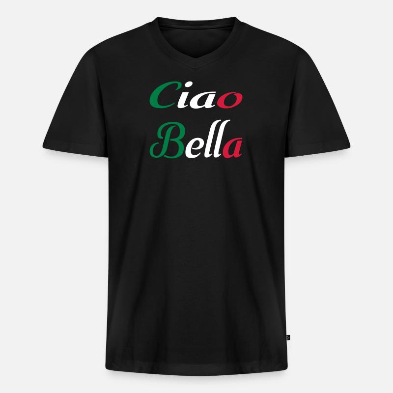 Ciao Bella - Männer Premium Bio T-Shirt mit V-Ausschnitt - Schwarz