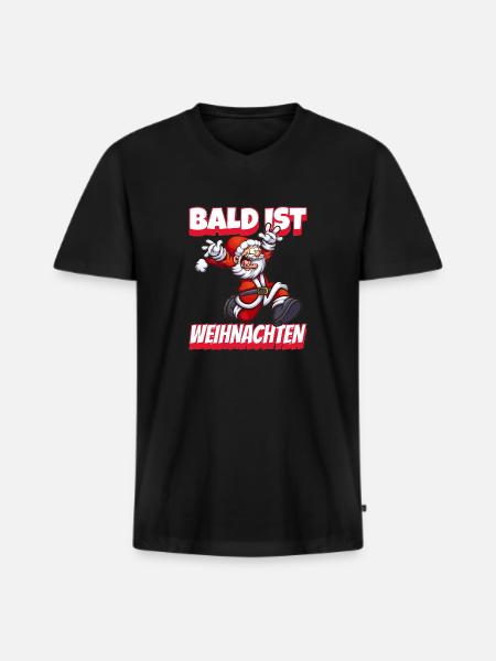 Bald ist Weihnachten - Männer Premium Bio T-Shirt mit V-Ausschnitt - Schwarz