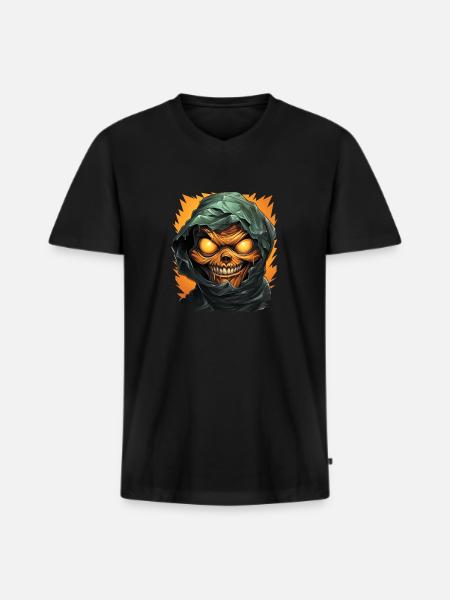 Halloween Spooky Cartoon Mummy - Men's Premium Organic T-shirt with V-neck - black