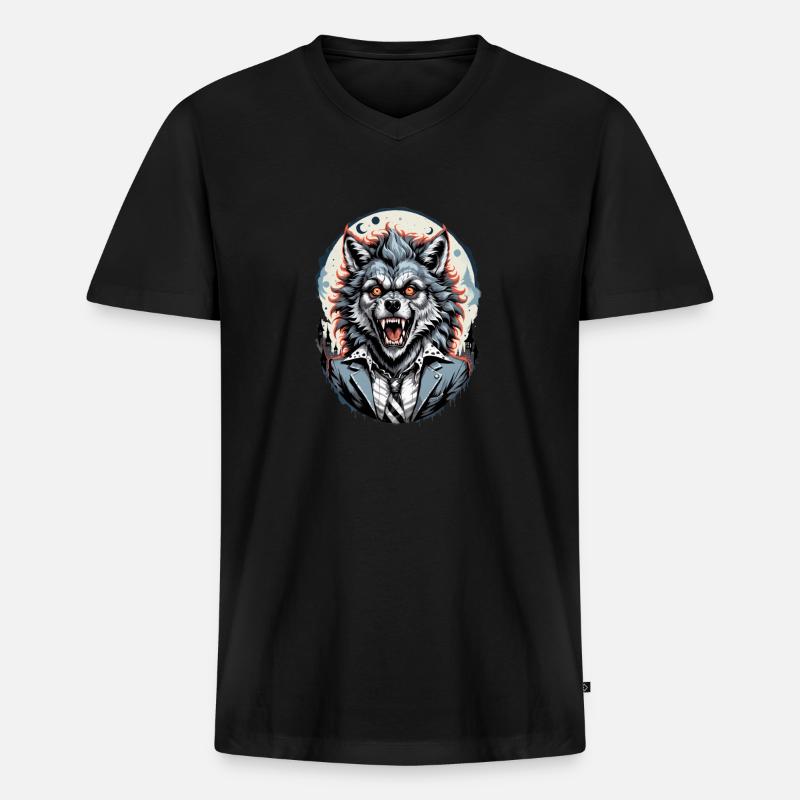 WERWOLF im Kostüm 1 - Männer Premium Bio T-Shirt mit V-Ausschnitt - Schwarz