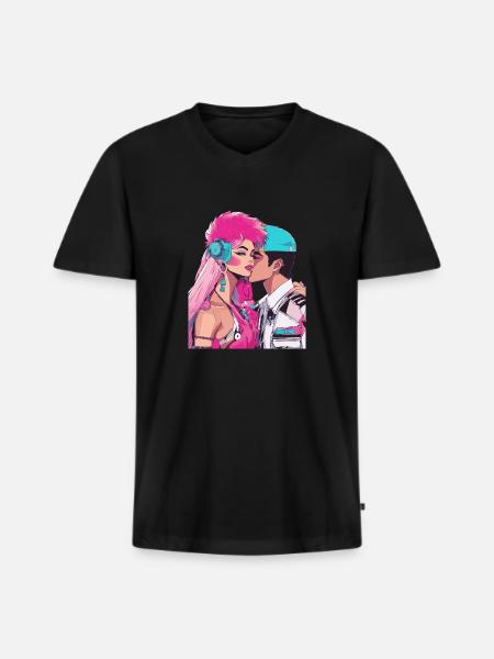 Anime Love is Limitless - Men's Premium Organic T-shirt with V-neck - black
