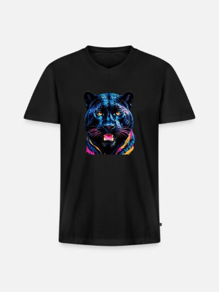 Tiger - Men's Premium Organic T-shirt with V-neck - black