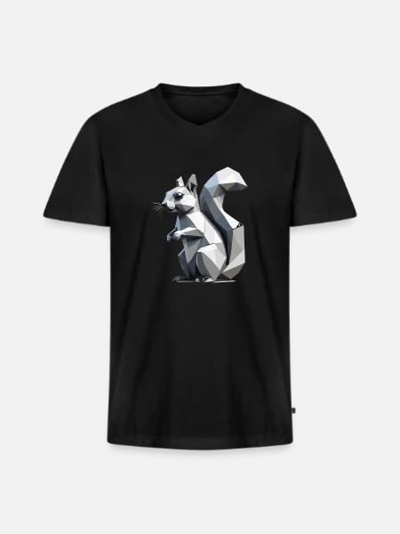 Squirrel - Cute Low Polygon Design - Men's Premium Organic T-shirt with V-neck - black
