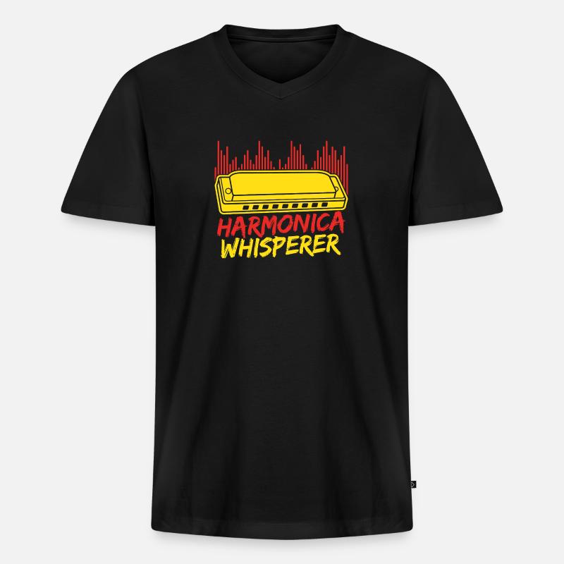 Funny Harmonica Player Whisperer Harmonica - Männer Premium Bio T-Shirt mit V-Ausschnitt - Schwarz
