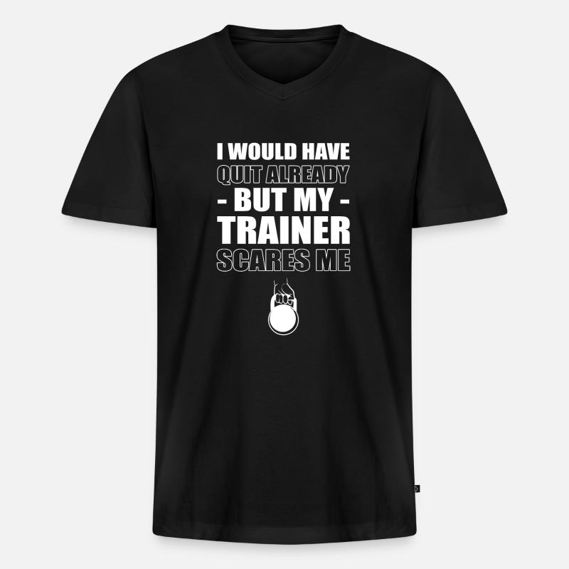 Fitness - Männer Premium Bio T-Shirt mit V-Ausschnitt - Schwarz