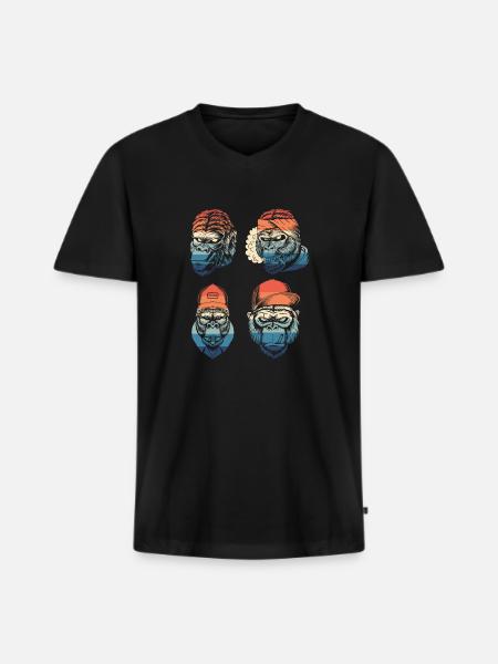 Lustiges Affe Schimpanse DNA - Männer Premium Bio T-Shirt mit V-Ausschnitt - Schwarz