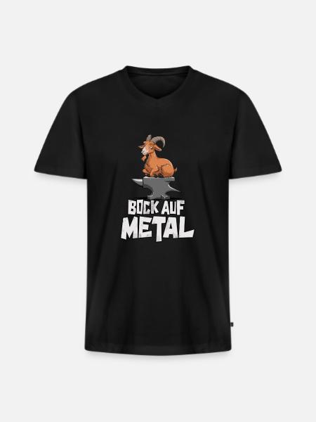 Bock auf Metal - Männer Premium Bio T-Shirt mit V-Ausschnitt - Schwarz