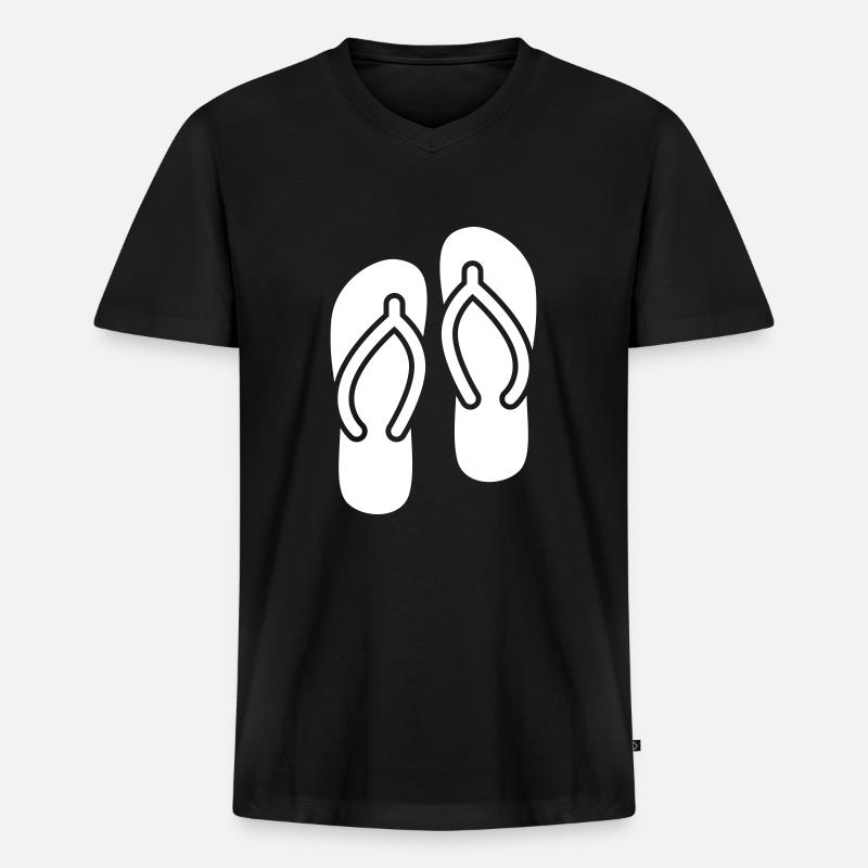 Badelatschen icon - Männer Premium Bio T-Shirt mit V-Ausschnitt - Schwarz