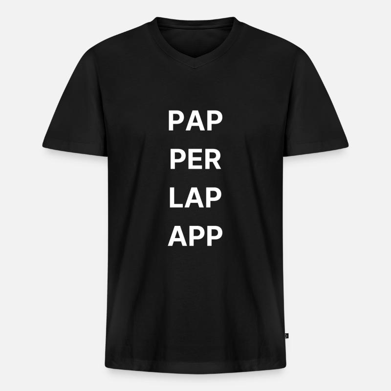 PAPPERLAPAPP - Männer Premium Bio T-Shirt mit V-Ausschnitt - Schwarz