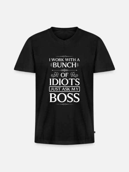 Idiot siger kolleger provokation - Premium økologisk T-shirt med V-hals til mænd - sort