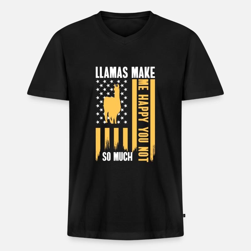 Kamel Nutztier Wolle - Männer Premium Bio T-Shirt mit V-Ausschnitt - Schwarz