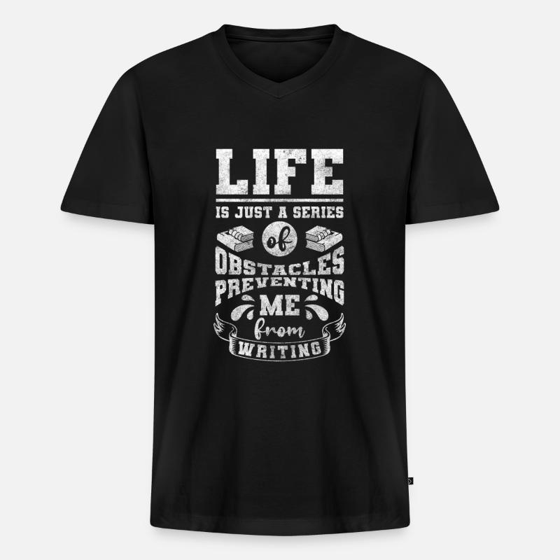 Schreiber Bücher Thriller - Männer Premium Bio T-Shirt mit V-Ausschnitt - Schwarz