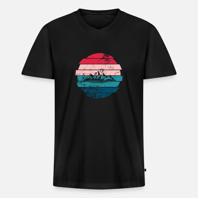 Berg - Männer Premium Bio T-Shirt mit V-Ausschnitt - Schwarz