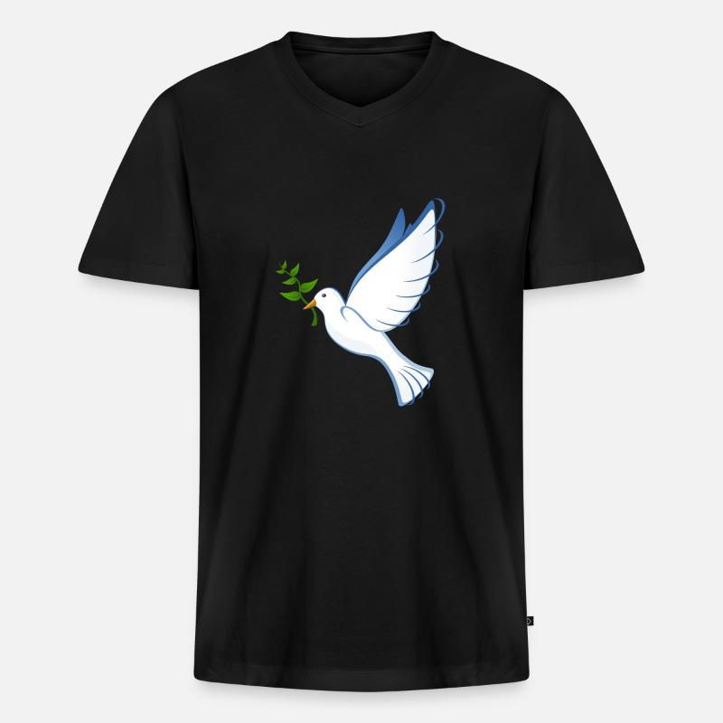 Taube - Männer Premium Bio T-Shirt mit V-Ausschnitt - Schwarz