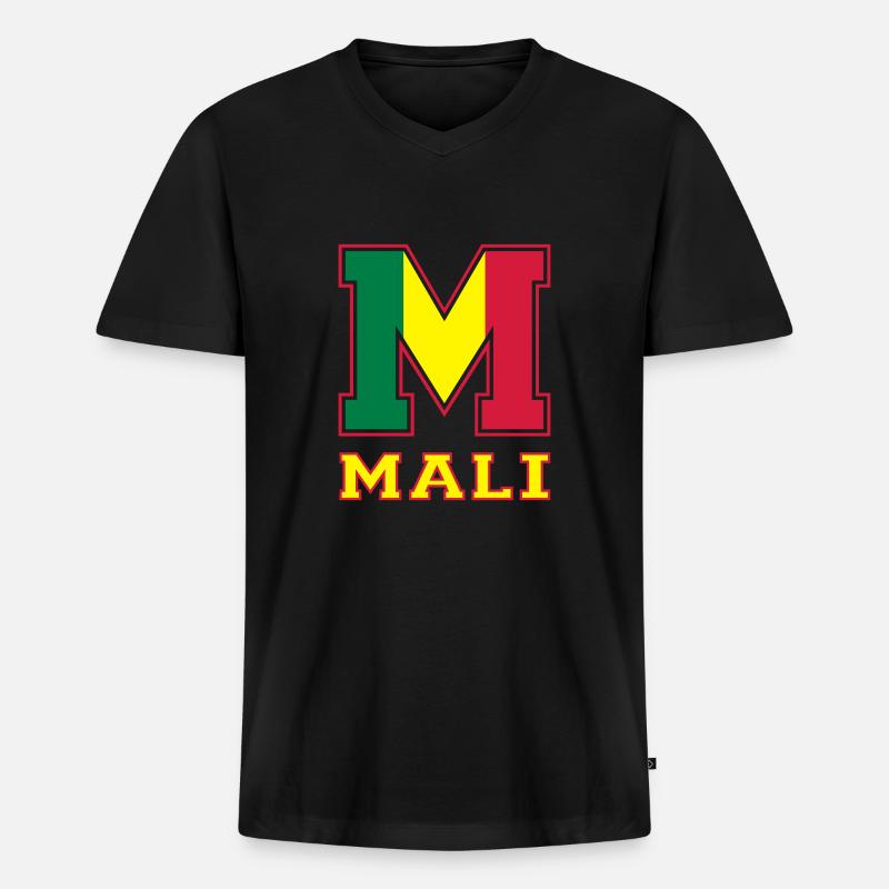 Athletisch Mali - Männer Premium Bio T-Shirt mit V-Ausschnitt - Schwarz