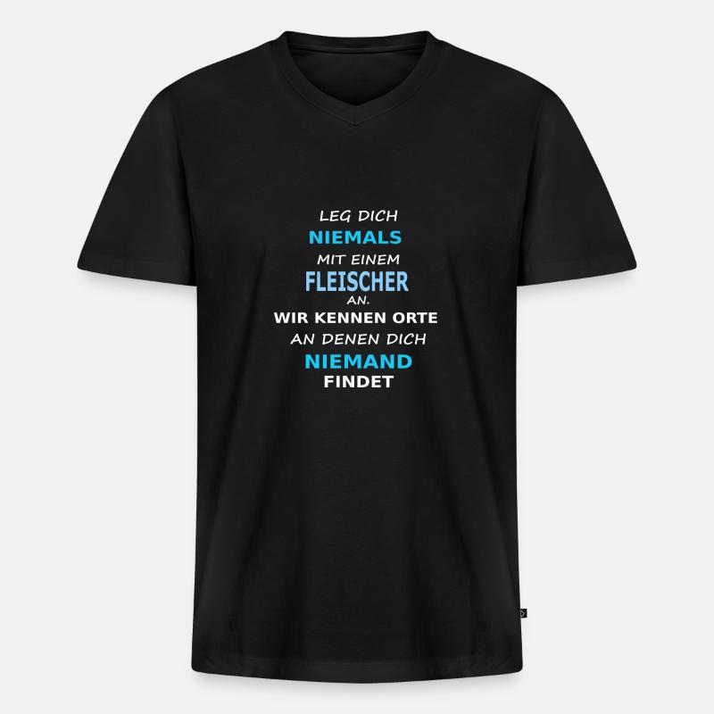 fleischer - Männer Premium Bio T-Shirt mit V-Ausschnitt - Schwarz