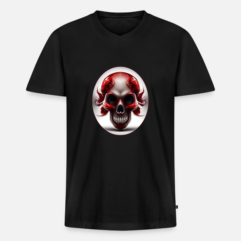 Darkside Design - Schädel Kunst 3 - Männer Premium Bio T-Shirt mit V-Ausschnitt - Schwarz