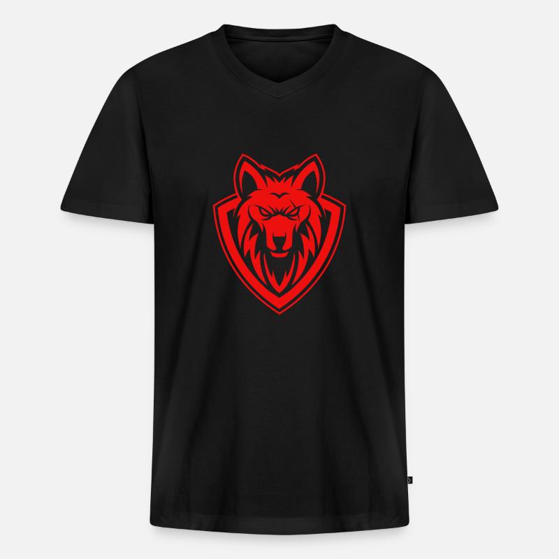Roter Alpha - Männer Premium Bio T-Shirt mit V-Ausschnitt - Schwarz