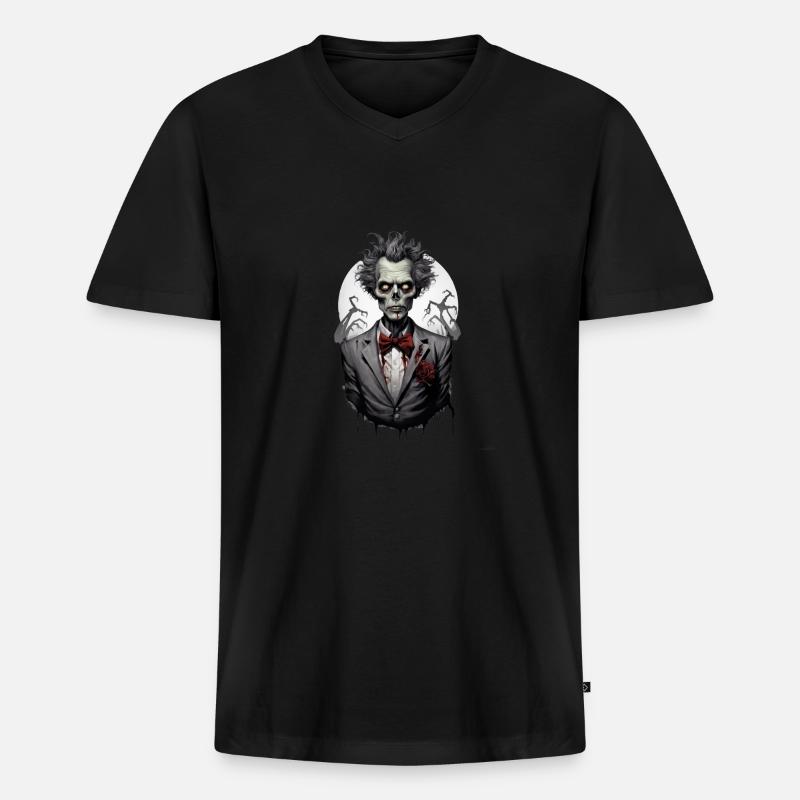 ZOMBIE im Kostüm 4 - Männer Premium Bio T-Shirt mit V-Ausschnitt - Schwarz