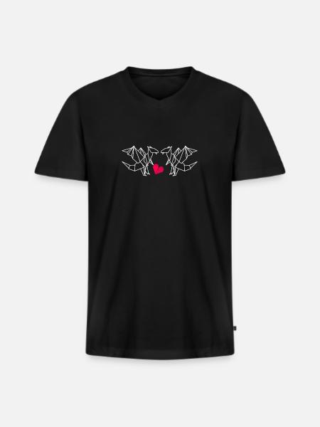 Origami Drachen - Männer Premium Bio T-Shirt mit V-Ausschnitt - Schwarz