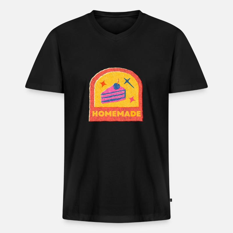 Selbstgemachte Torte Kuchen - Männer Premium Bio T-Shirt mit V-Ausschnitt - Schwarz
