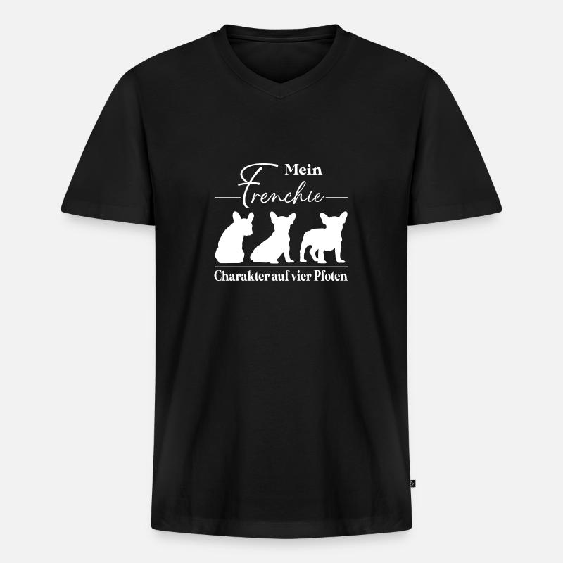 Frenchie Charakter auf vier Pfoten - Männer Premium Bio T-Shirt mit V-Ausschnitt - Schwarz