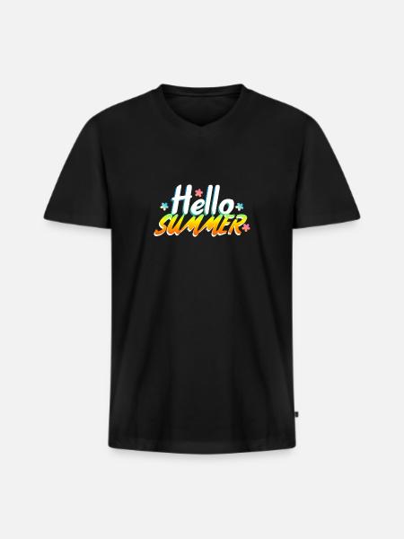 Hello Summer - Men's Premium Organic T-shirt with V-neck - black