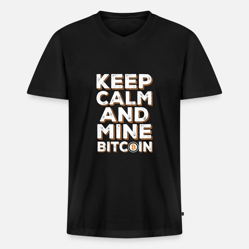 BITCOIN - Männer Premium Bio T-Shirt mit V-Ausschnitt - Schwarz