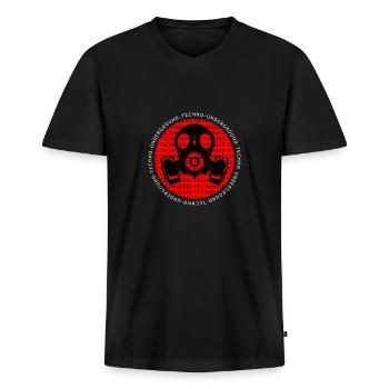 Techno - Techno music - Underground with gas mask - Men's Premium Organic T-shirt with V-neck - black - Front - Nico (187cm)
